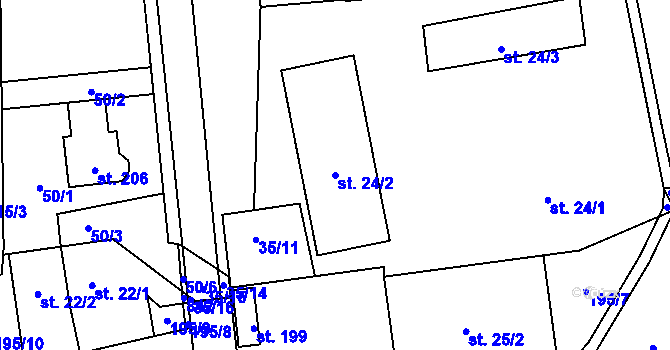 Parcela st. 24/2 v KÚ Purkarec, Katastrální mapa