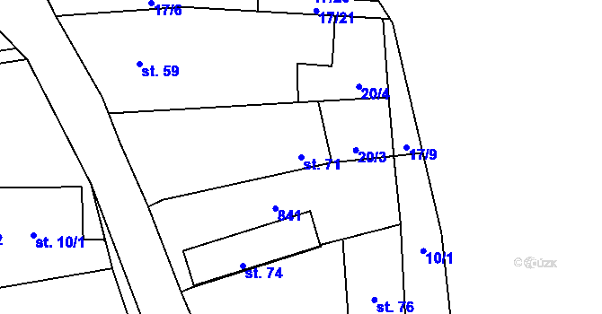 Parcela st. 71 v KÚ Purkarec, Katastrální mapa