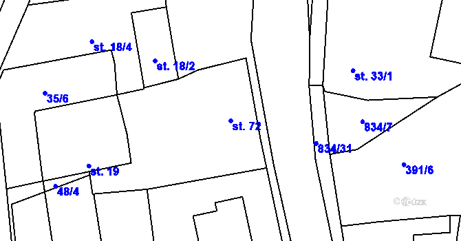 Parcela st. 72 v KÚ Purkarec, Katastrální mapa