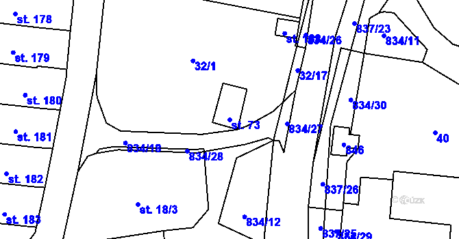 Parcela st. 73 v KÚ Purkarec, Katastrální mapa