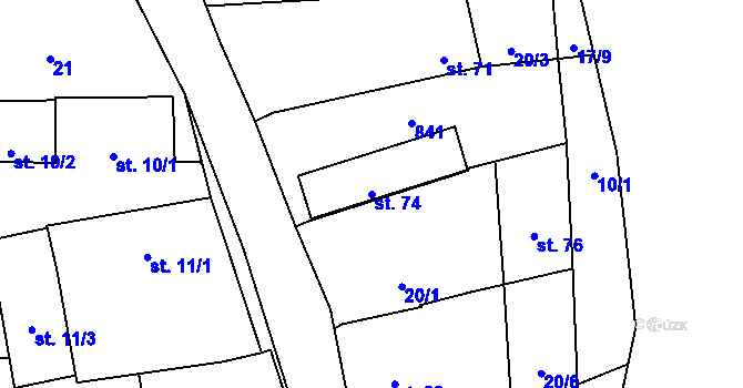Parcela st. 74 v KÚ Purkarec, Katastrální mapa