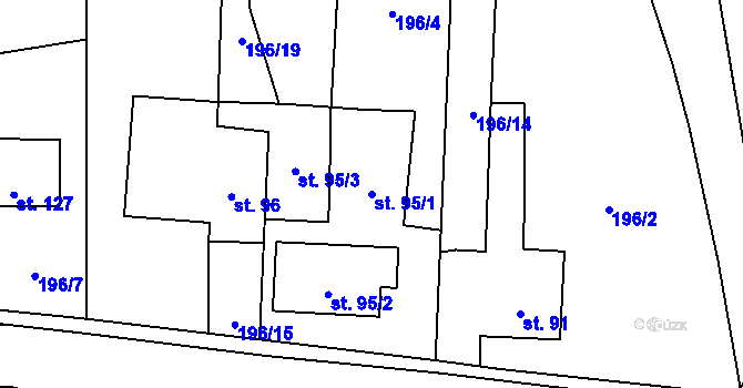 Parcela st. 95/1 v KÚ Purkarec, Katastrální mapa