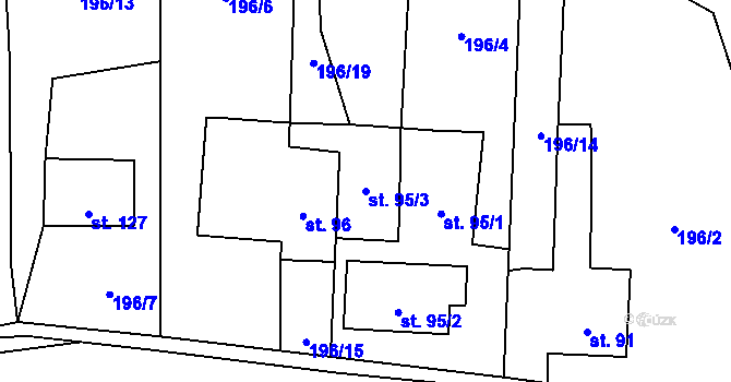 Parcela st. 95/3 v KÚ Purkarec, Katastrální mapa
