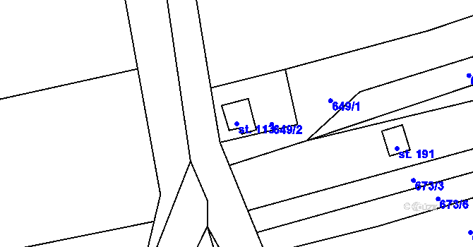 Parcela st. 113 v KÚ Purkarec, Katastrální mapa