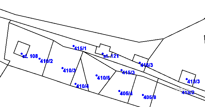 Parcela st. 121 v KÚ Purkarec, Katastrální mapa