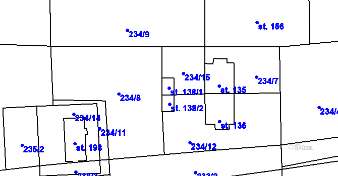 Parcela st. 138/1 v KÚ Purkarec, Katastrální mapa