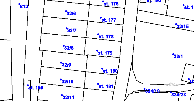 Parcela st. 179 v KÚ Purkarec, Katastrální mapa