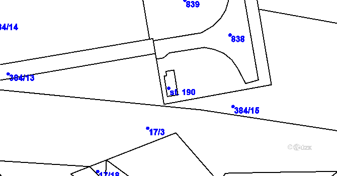 Parcela st. 190 v KÚ Purkarec, Katastrální mapa