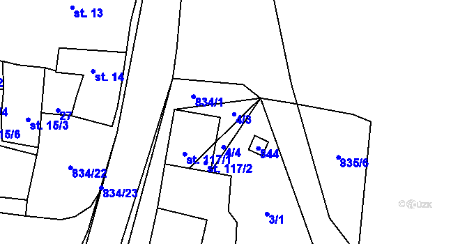 Parcela st. 4 v KÚ Purkarec, Katastrální mapa