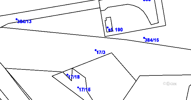 Parcela st. 17/3 v KÚ Purkarec, Katastrální mapa