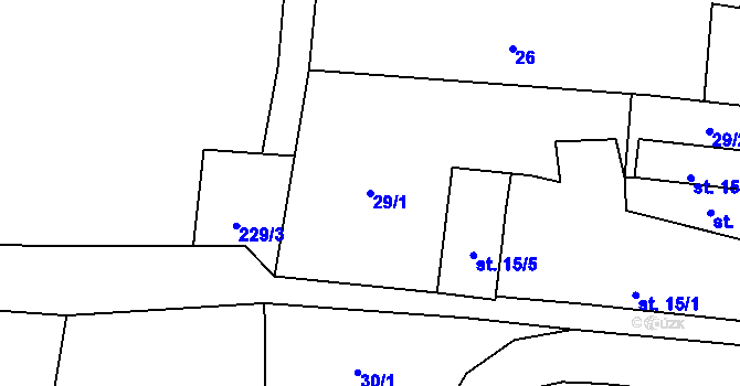 Parcela st. 29/1 v KÚ Purkarec, Katastrální mapa