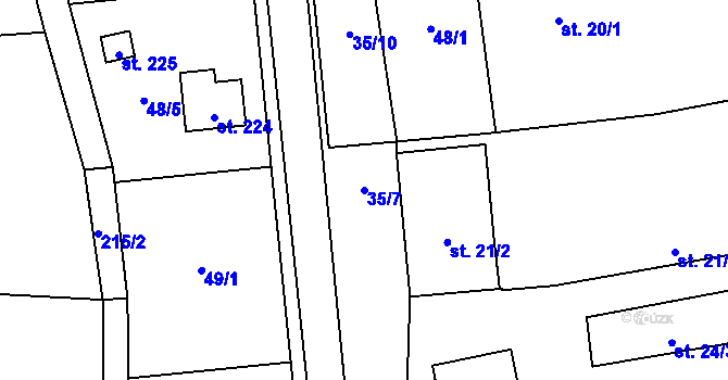 Parcela st. 35/7 v KÚ Purkarec, Katastrální mapa
