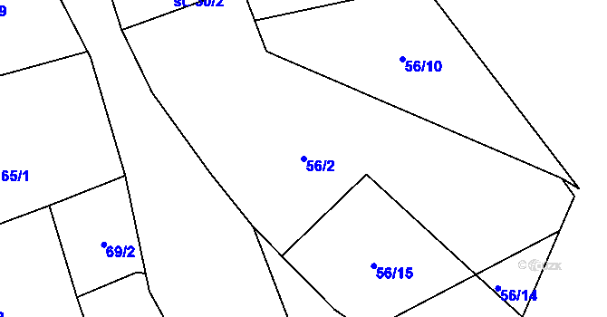 Parcela st. 56/2 v KÚ Purkarec, Katastrální mapa