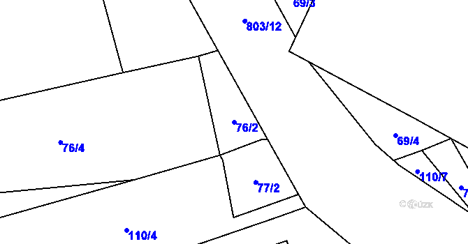 Parcela st. 76/2 v KÚ Purkarec, Katastrální mapa