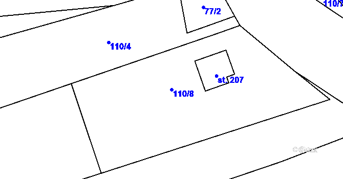 Parcela st. 110/8 v KÚ Purkarec, Katastrální mapa