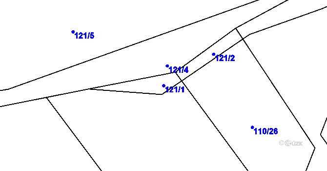 Parcela st. 121/1 v KÚ Purkarec, Katastrální mapa