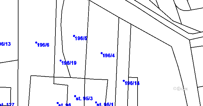 Parcela st. 196/4 v KÚ Purkarec, Katastrální mapa