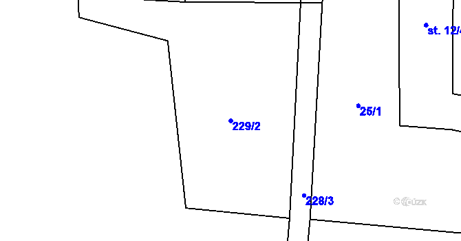 Parcela st. 229/2 v KÚ Purkarec, Katastrální mapa