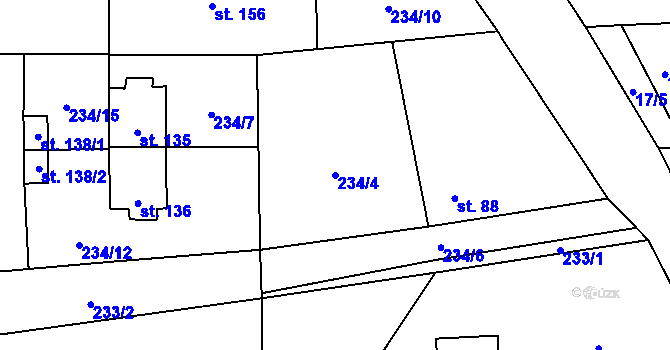 Parcela st. 234/4 v KÚ Purkarec, Katastrální mapa