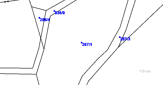 Parcela st. 287/1 v KÚ Purkarec, Katastrální mapa