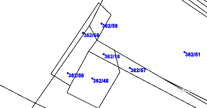 Parcela st. 362/18 v KÚ Purkarec, Katastrální mapa