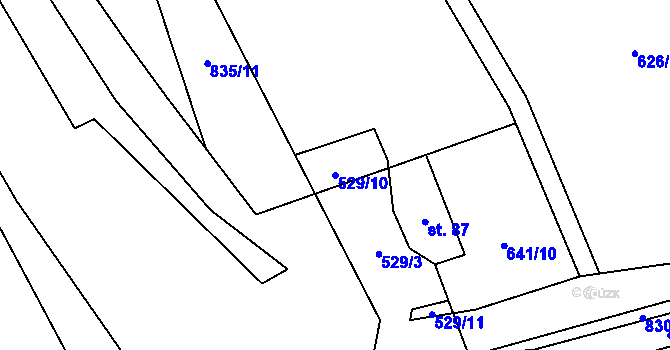 Parcela st. 529/10 v KÚ Purkarec, Katastrální mapa