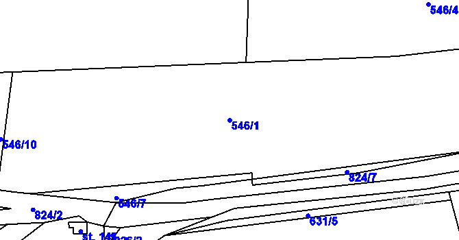 Parcela st. 546/1 v KÚ Purkarec, Katastrální mapa