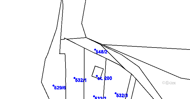 Parcela st. 548/2 v KÚ Purkarec, Katastrální mapa