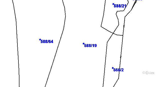 Parcela st. 588/19 v KÚ Purkarec, Katastrální mapa
