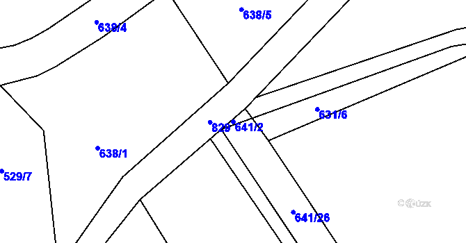 Parcela st. 641/2 v KÚ Purkarec, Katastrální mapa