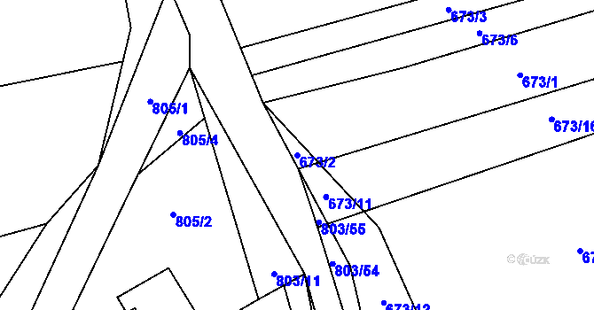 Parcela st. 673/2 v KÚ Purkarec, Katastrální mapa