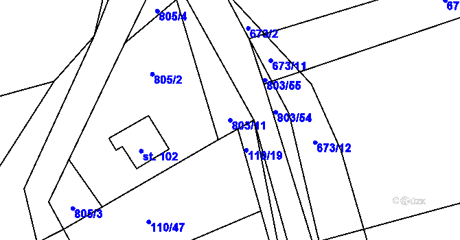 Parcela st. 803/11 v KÚ Purkarec, Katastrální mapa
