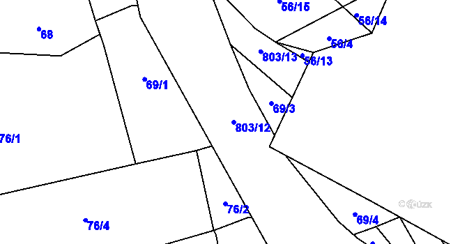Parcela st. 803/12 v KÚ Purkarec, Katastrální mapa