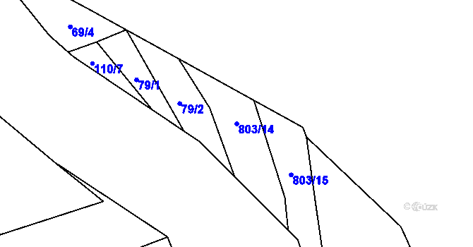 Parcela st. 803/14 v KÚ Purkarec, Katastrální mapa