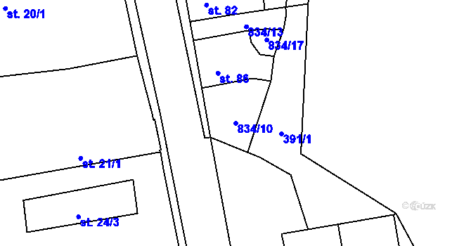 Parcela st. 834/10 v KÚ Purkarec, Katastrální mapa