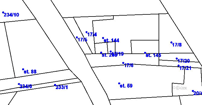 Parcela st. 208 v KÚ Purkarec, Katastrální mapa