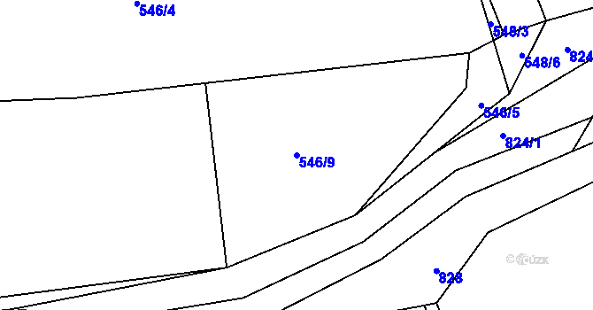 Parcela st. 546/9 v KÚ Purkarec, Katastrální mapa