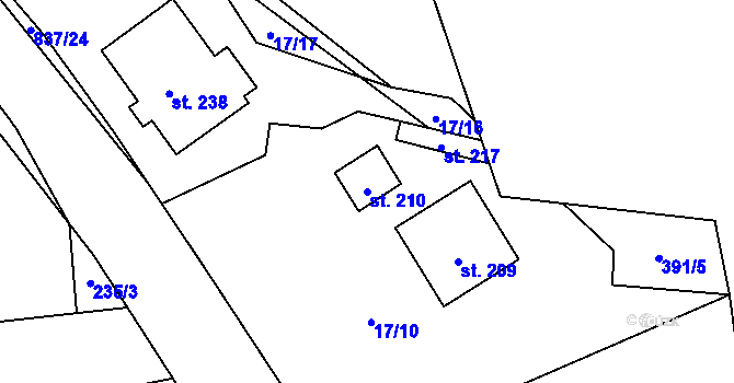 Parcela st. 210 v KÚ Purkarec, Katastrální mapa