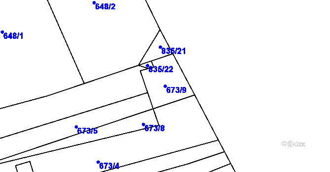 Parcela st. 673/9 v KÚ Purkarec, Katastrální mapa