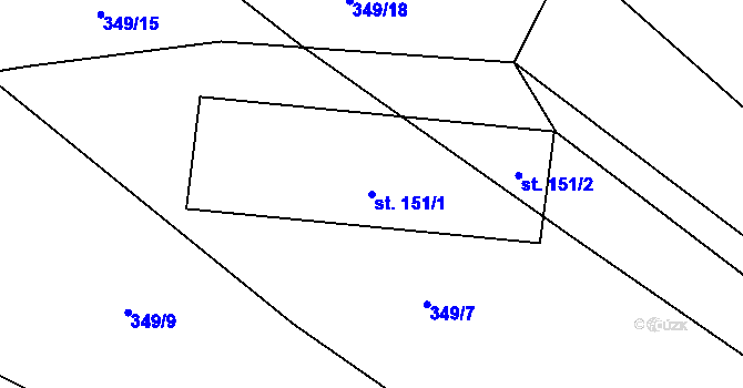 Parcela st. 151/1 v KÚ Purkarec, Katastrální mapa