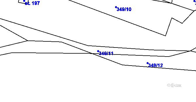 Parcela st. 349/11 v KÚ Purkarec, Katastrální mapa