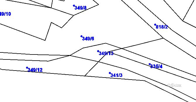 Parcela st. 349/13 v KÚ Purkarec, Katastrální mapa
