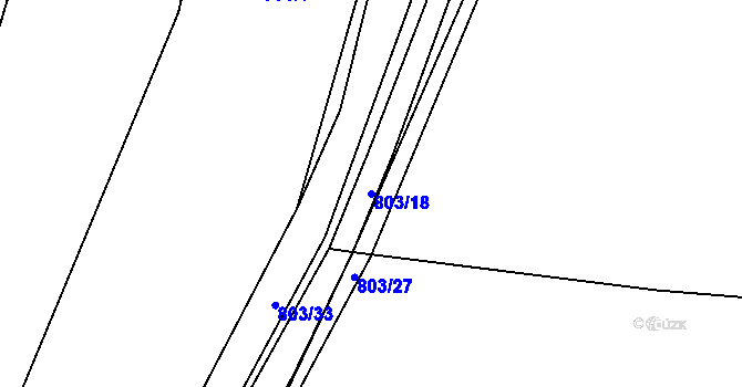 Parcela st. 803/18 v KÚ Purkarec, Katastrální mapa