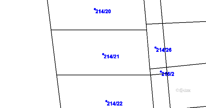 Parcela st. 214/21 v KÚ Purkarec, Katastrální mapa