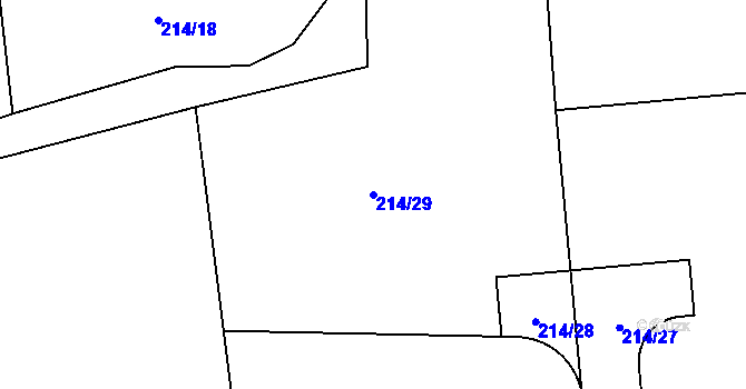 Parcela st. 214/29 v KÚ Purkarec, Katastrální mapa