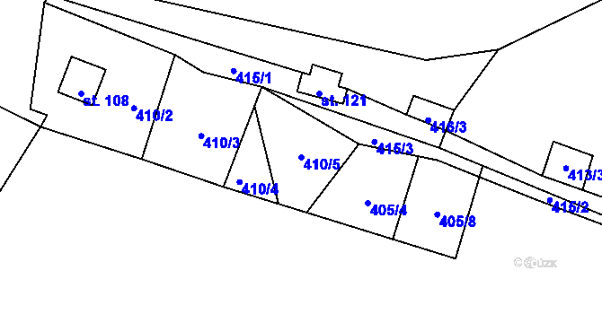 Parcela st. 410/5 v KÚ Purkarec, Katastrální mapa