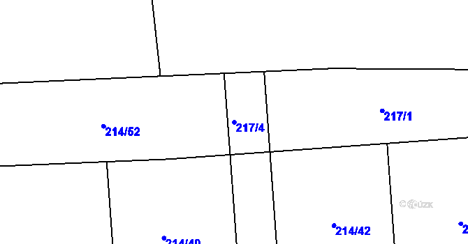 Parcela st. 217/4 v KÚ Purkarec, Katastrální mapa