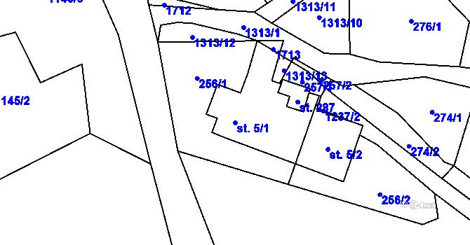 Parcela st. 5/1 v KÚ Pustá Kamenice, Katastrální mapa