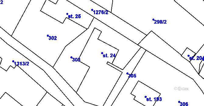 Parcela st. 24 v KÚ Pustá Kamenice, Katastrální mapa