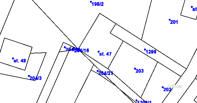 Parcela st. 47 v KÚ Pustá Kamenice, Katastrální mapa